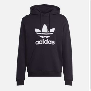 Adidas black white trefoil pullover hoodie XS
